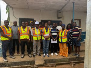 Staff at the SALWACO Lungi Station posed with the new MD & Team